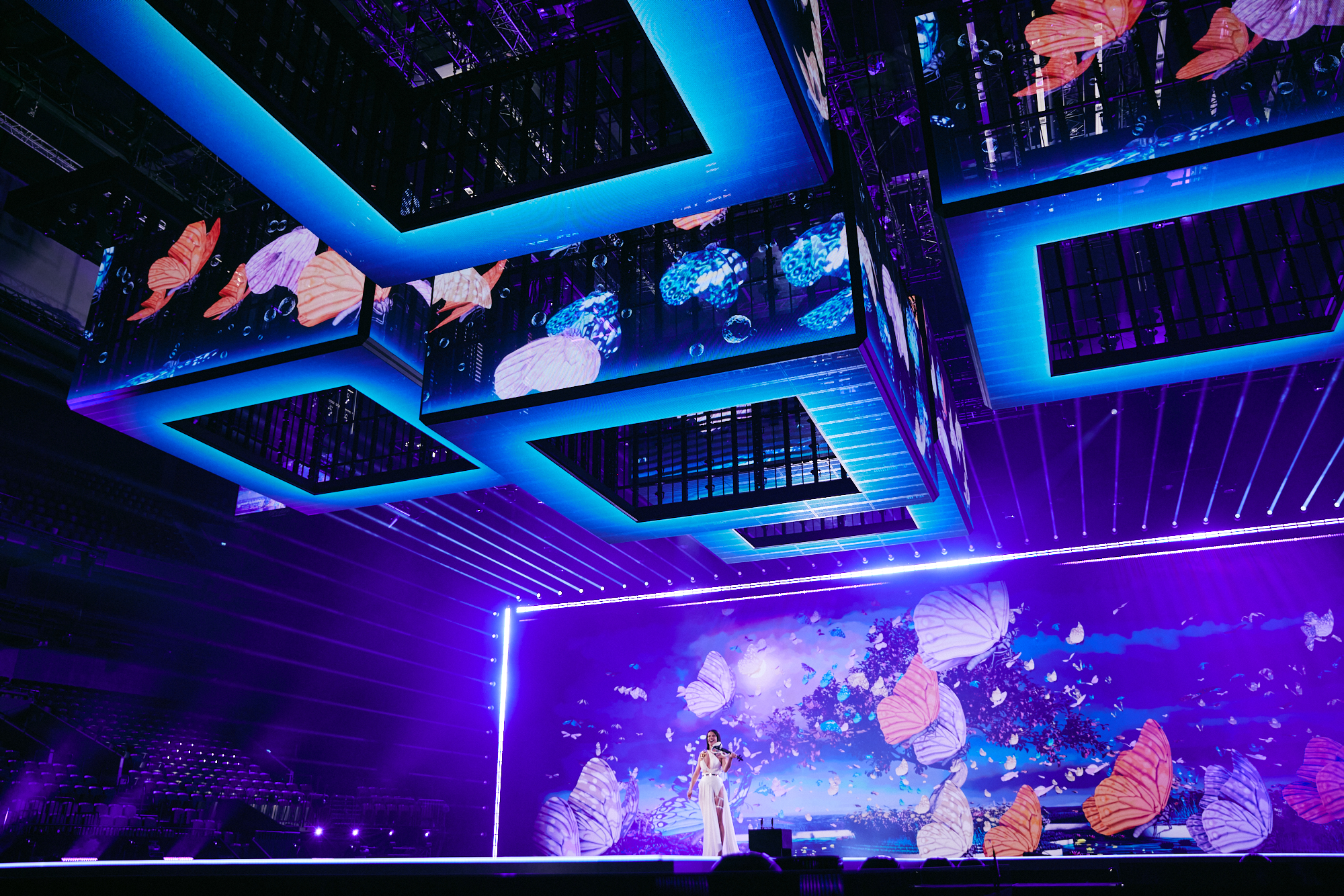 Natalia Barbu rehearsing In The Middle for Moldova at the First Rehearsal of the First Semi-Final at Malmö Arena
